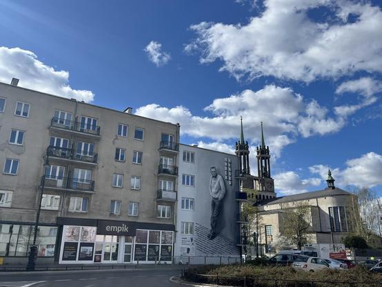 Mural by Bakcyl Studio in Warsaw (Poland) dedicated to Marek Hłasko, a Polish author and screenwriter