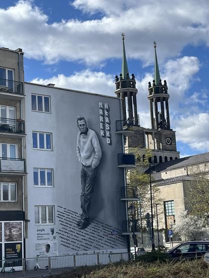 Mural by Bakcyl Studio in Warsaw (Poland) dedicated to Marek Hłasko, a Polish author and screenwriter
