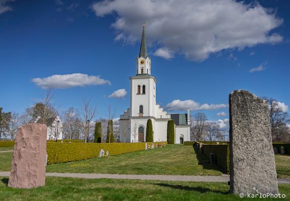 A large white church.