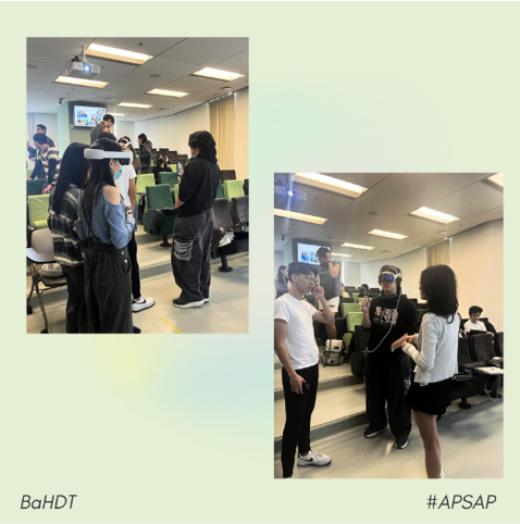 Photo of students experiencing VR technology in the demo session