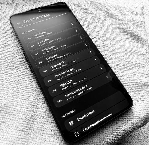 Nothing 3A importing camera presets
