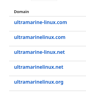 First screenshot confirms that I own the domain names: ultramarine-linux.com
ultramarinelinux.com
ultramarine-linux.net
ultramarinelinux.net
ultramarinelinux.org