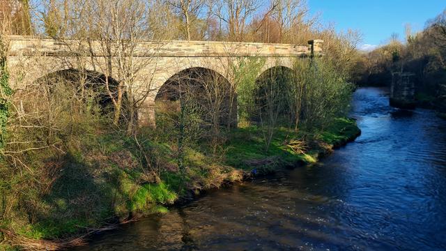 An abandoned railway bridge alongside the River Kelvin in Glasgow.