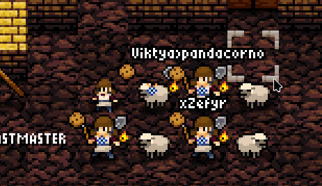 Four players playing Mary, and their lambs.
The twist: one of the players has a skin that swaps Mary and the lamb, so the lamb is holding a spear and is wearing a nazar charm.