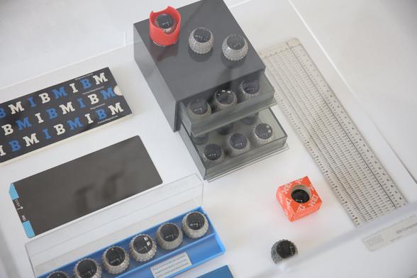 IBM typewriter “golfballs,” from the “Univers: from light to matter” exhibition.