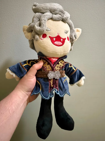 A cartoony plush of Astarion from Baldur's Gate 3