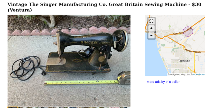 Old sewing machine someone is selling for $30