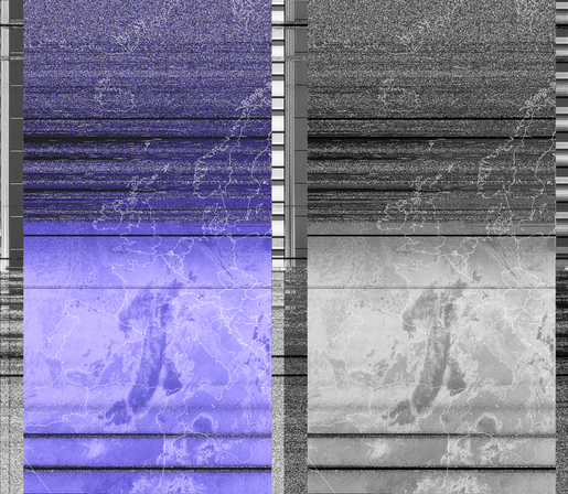NOAA 18 image, night vision infrared bands, showing Central Europe and North Africa