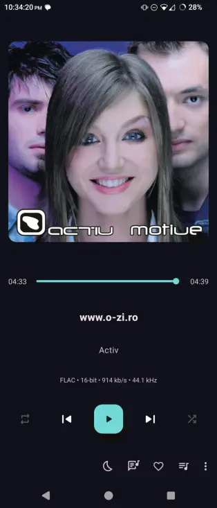 "www.o-zi.ro" by Activ playing in Retro Music on Android