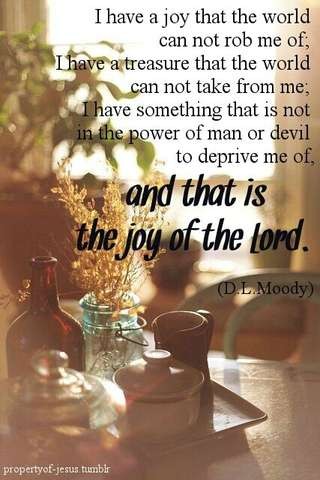 "I have a joy that the world can not rob me of; I have a treasure that the world can not take from me; I have something that is in the power of man or devil to deprive me of, and that is the joy of the Lord." D.L. Moody

Background is a blurred sepia toned photo of various items in front of a window such as bottles and jars, and some plant stalks