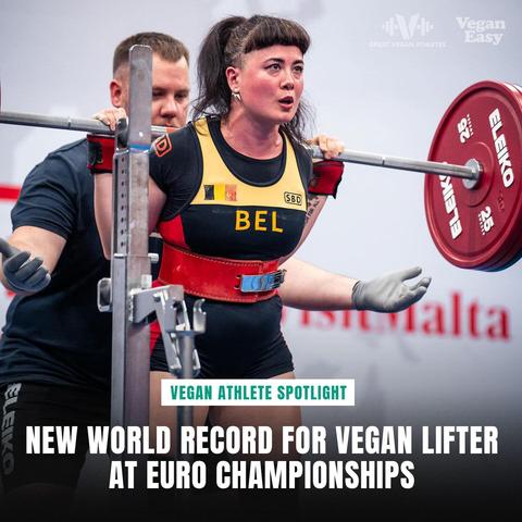 Vegan powerlifting Champion, Sahyuri Lalime at the European Powerlifting Championships performing her winning and record breaking squat.