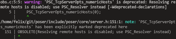 The OBSOLETE macro in action with the clang compiler