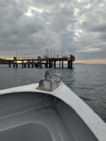 Wendorf Pier photographed from the bug of a ZK10 cutter.
