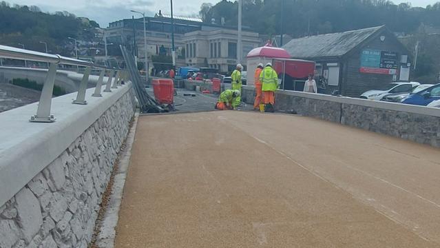 Mumbles prom at Oystermouth Square, with its new top surface that - in due course - will be laid all the way to Verdi’s