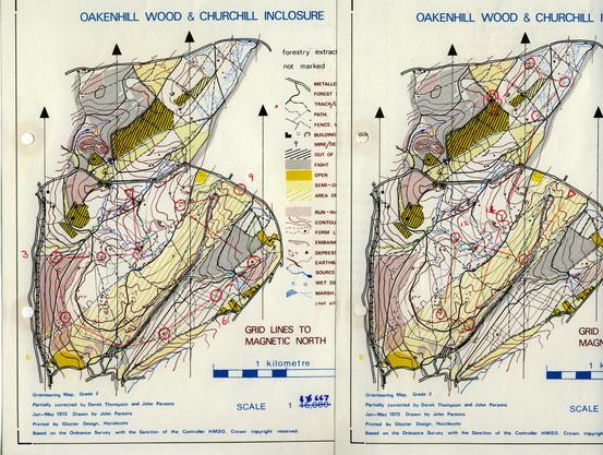 Four colour orienteering map without a green screen. Unusual use of a yellow screen to show a complex unsurveyed area. The scale is incorrect, a frequent occurrence with this map and has been corrected to 1 to 16666.