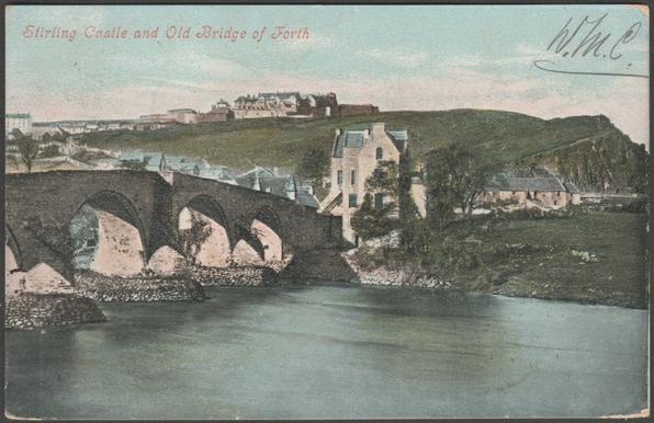 Printed colour postcard showing a view of the old Bridge of Forth and Stirling Castle in Stirlingshire.

Published by Valentine & Sons Ltd, Dundee & London, Valentine's Series, not numbered.

Postally used on 25 August 1905 with double circle Stirling cancellation on red one penny stamp and sent to Mr B.G. van der Ley, Oppenhuizen, Sneek, Holland and with receipt postmarks for Sneek on 27 August 1905 and Oppenhuizen on 28 August 1905.

Good condition, with slight corner wear.