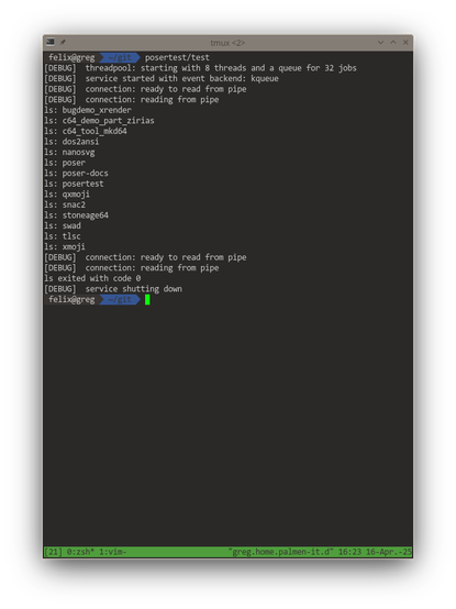 Terminal output of the testing code