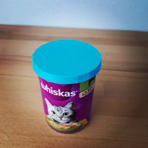 Boîte de nourriture pour chat avec un couvercle imprimé en 3D de couleur bleu turquoise