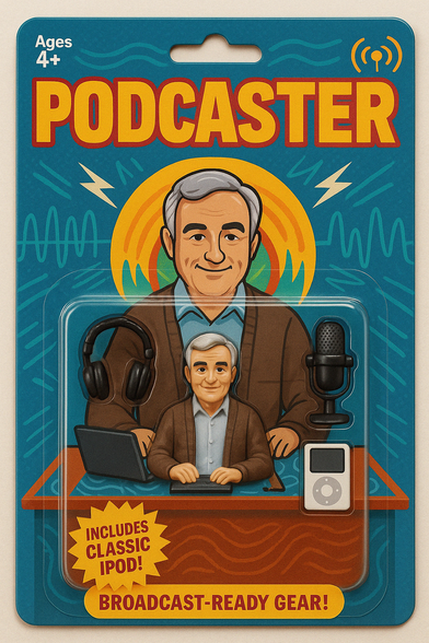 Podcaster action figure with broadcast ready gear - ipod included