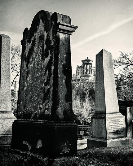The Dugald Stewart memorial viewed through gravestones