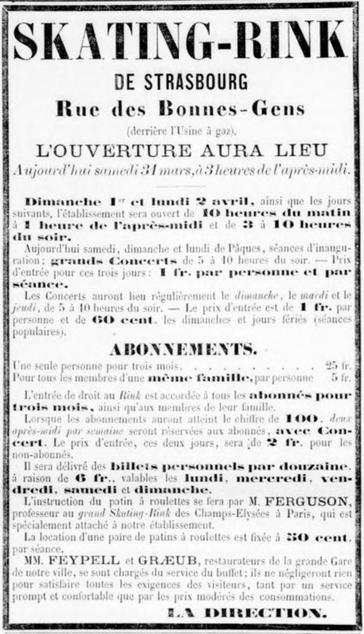 Inauguration du Skating-rink de Strasbourg le 31 mars 1877