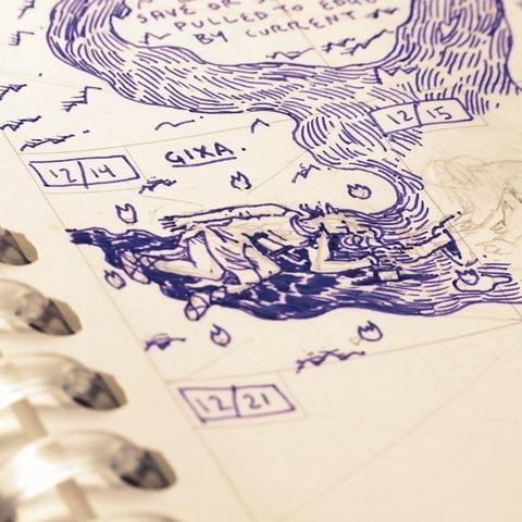 12/14: gixa. an elf lying in a pool of blood, surrounded by seven flames
