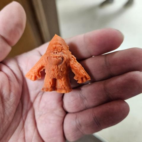 the same small chungus of a sasquatch toy from the front view - it looks great! all the details are there, it's a fab toy.
