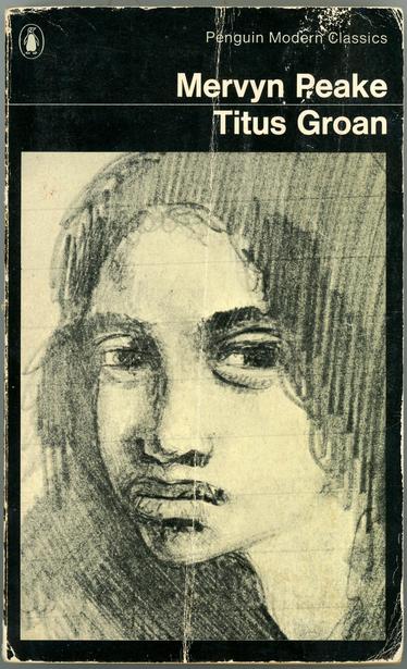 At top Penguin Logo 
Modern Classics - Mervyn Peake  Titus Groan
Cover illustration sketch by Peake of the character, Fuchsia.