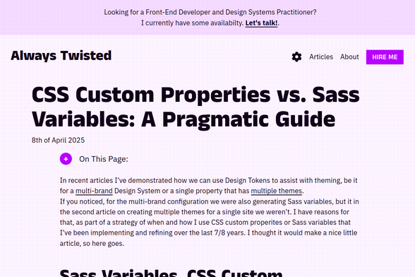 Screenshot of CSS Custom Properties vs. Sass Variables: A Pragmatic Guide