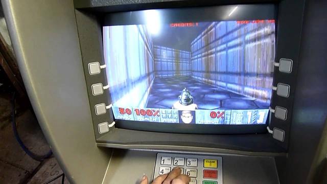 Photo by Aussie50 of an ATM with Doom running on it.