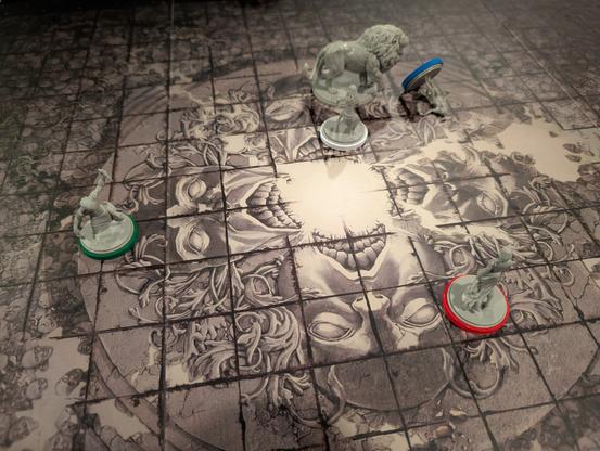 Shot of the board during the first fight of Kingdom Death Monster