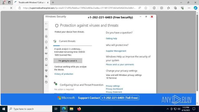 Screenshot of a phishing page analyzed in ANY.RUN Sandbox
