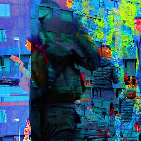 Barcelona digital edited multiple exposure street photography, made with the GNU Image Manipulation Program.