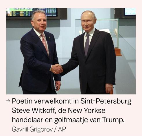 Putin welcomes Witkoff, one of Trump's henchmen 
Witkoff smiles in a creepy way