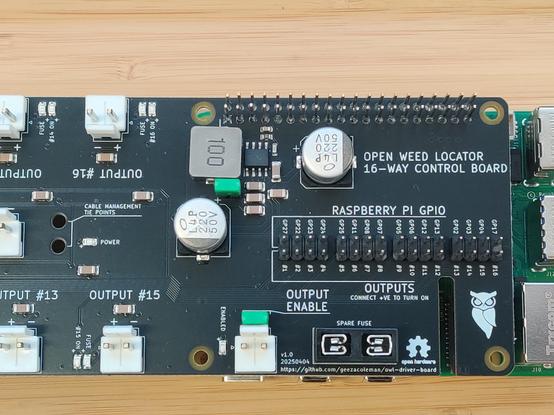 A close up of the right hand side of the PCB showing instructional silkscreen