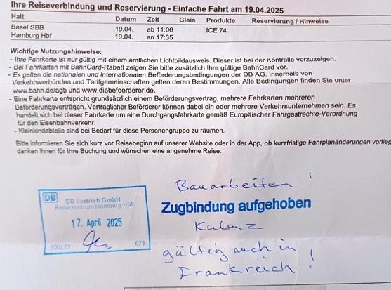 Meine Fahrschein auf Papier