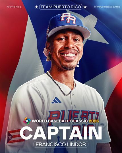 World Baseball Classic 2026
Team Puerto Rico Captain
Francisco Lindor
Pictured: Lindor smiles in a Team Puerto Rico World Baseball Classic jersey and cap