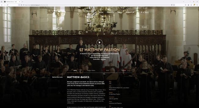 Bach society website about Matthew basics