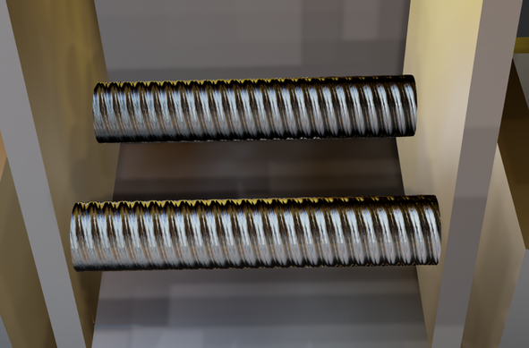 An ArmorPaint project showing to bolts as part of the model. This image is suppose to emphasise the threaded coils on the texture.