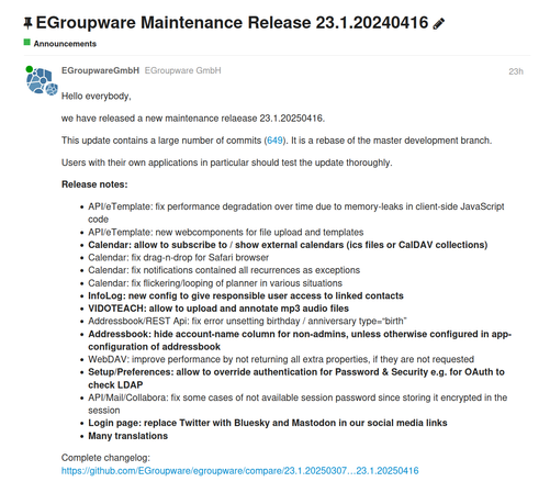 Screenshot Release Notes from Forum https://help.egroupware.org