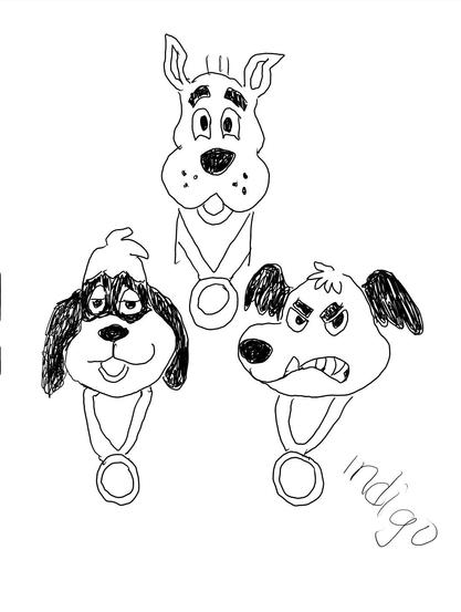 Scooby Doo, Hong Kong Phooey & Muttley in the traditional medalist positions for the #goldsilverbronze prompt at #dailysketchingworkout