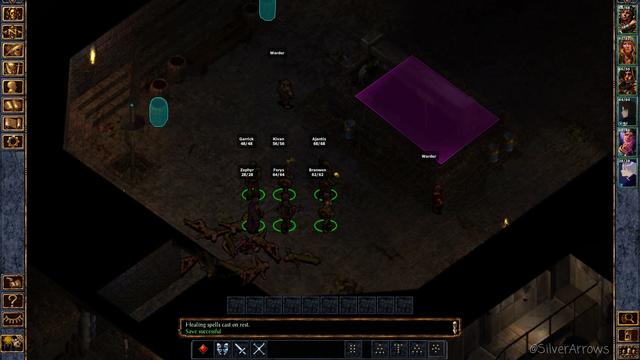A screenshot from BG1:EE. My six players are about to descend to the lower levels of Durlag's Tower
