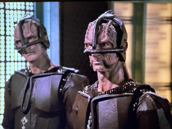 An alien that was supposed to be attractive reptilians. He’s wearing a dumb helmet that looks like it is made of rolled fabric. The suit is super primitive