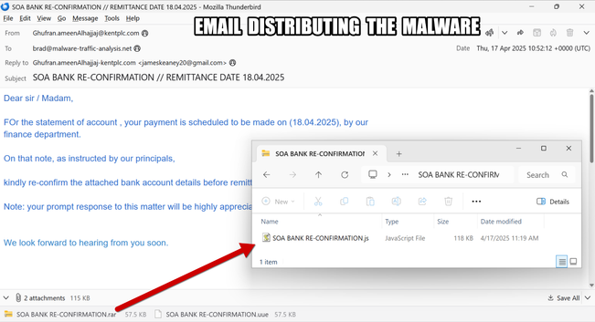 Screenshot of the email distributing MassLogger.