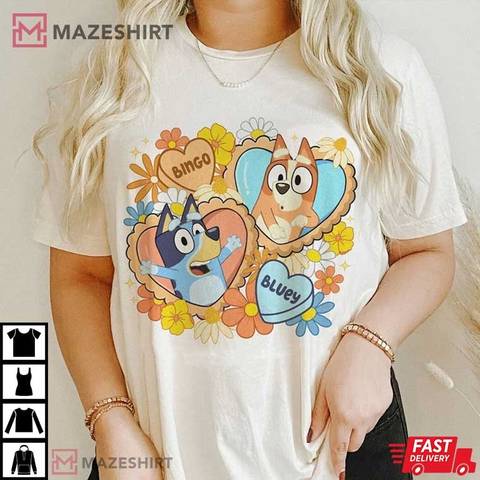 Bluey And Bingo Heart Mothers Day T-Shirt