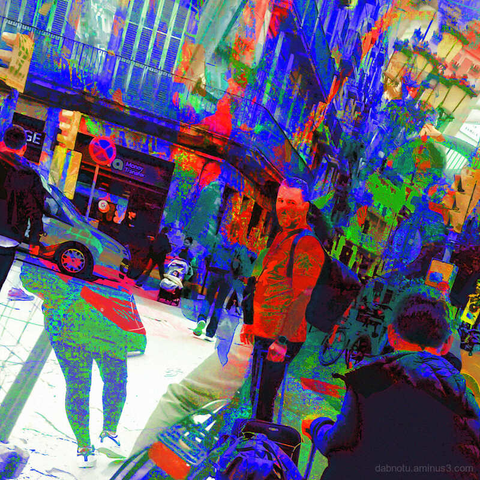 Barcelona digital edited multiple exposure street photography, made with the GNU Image Manipulation Program.