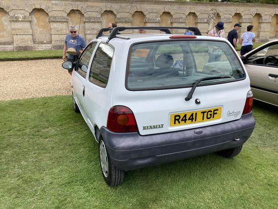 White first-generation Renault Twingo, rear view