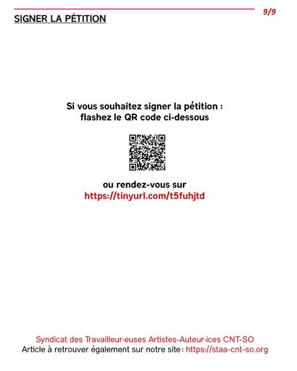 Signer la pétition.
Si vous souhaitez signer la pétition : flashez le QR code ci-dessous, lien vers https://www.mesopinions.com/petition/art-culture/desertons-fibd-angouleme/241489

STAA CNTSO, Article à retrouver également sur notre site : https://staa-cnt-so.org