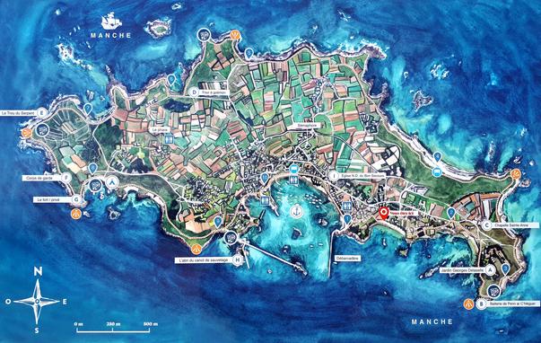 Un plan de l'île de Batz, Finistère (29)
