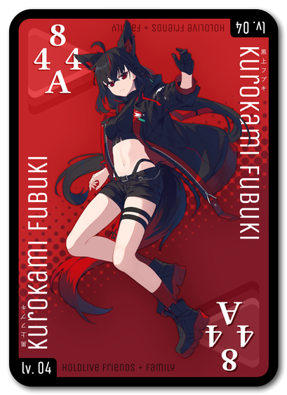 Hololive Triple Triad card for Kurokami Fubuki (Shirakami Fubuki's tsundere alter-ego)